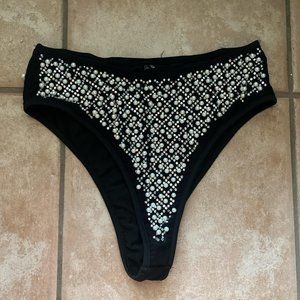 Fashion Nova -  Black rave bottoms with jewels
